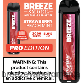 Breeze Pro 2000 de pufuri căpșuni piersici mentă 844RTH12 Breeze Vape Romania