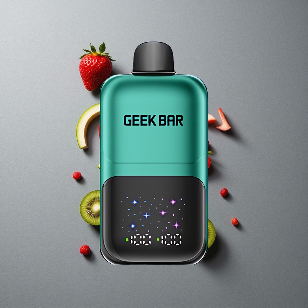 GEEK BAR 2GO Două Serii 50000 Puffs Capsă Dispozabilă cu Ecran Interactiv și Arome de Căpșuni & Kiwi