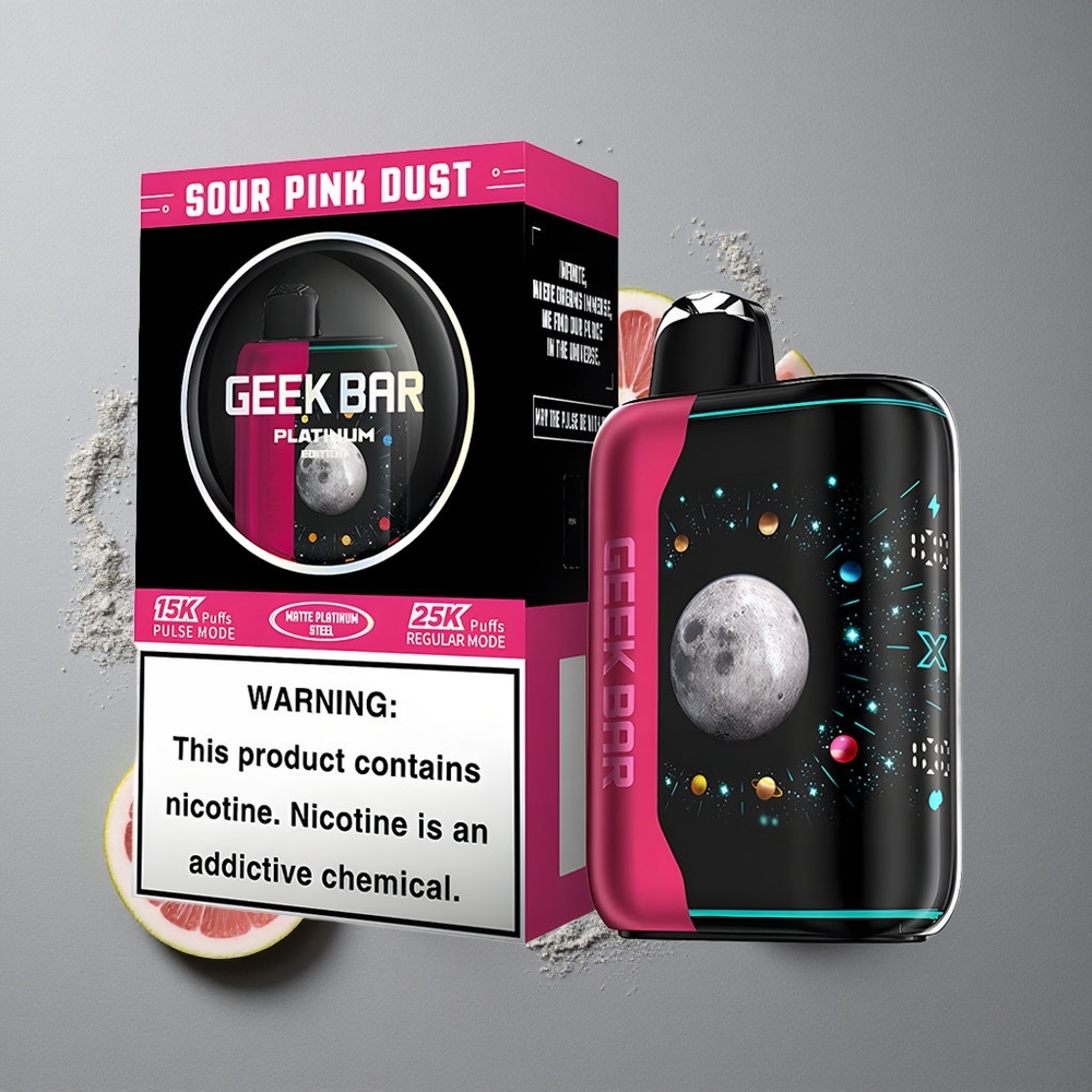 GEEK BAR Platinum Edition 25000 Vape de unică folosință Praf Roz Acru cu 20mL E-Lichid și Încărcare Rapidă USB-Type C