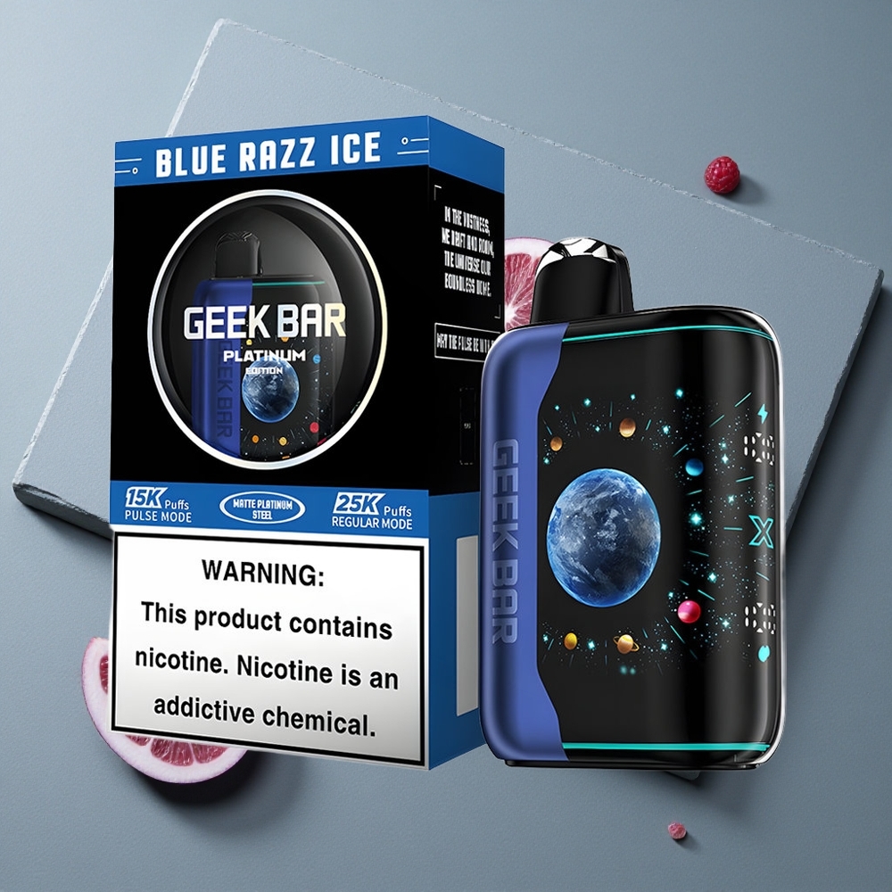 GEEK BAR Platinum Edition 25000 Vape de unică folosință Zmeură Albastră Înghețată cu 20mL E-Liquid și Dual Mesh Coil
