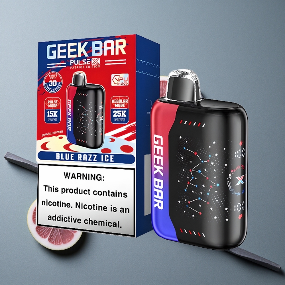 Geek Bar Pulse X 25000 Puffs Ediția Patriot cu 18mL Lichid Pre-umplut și Ecran Indicator 3D Curbat