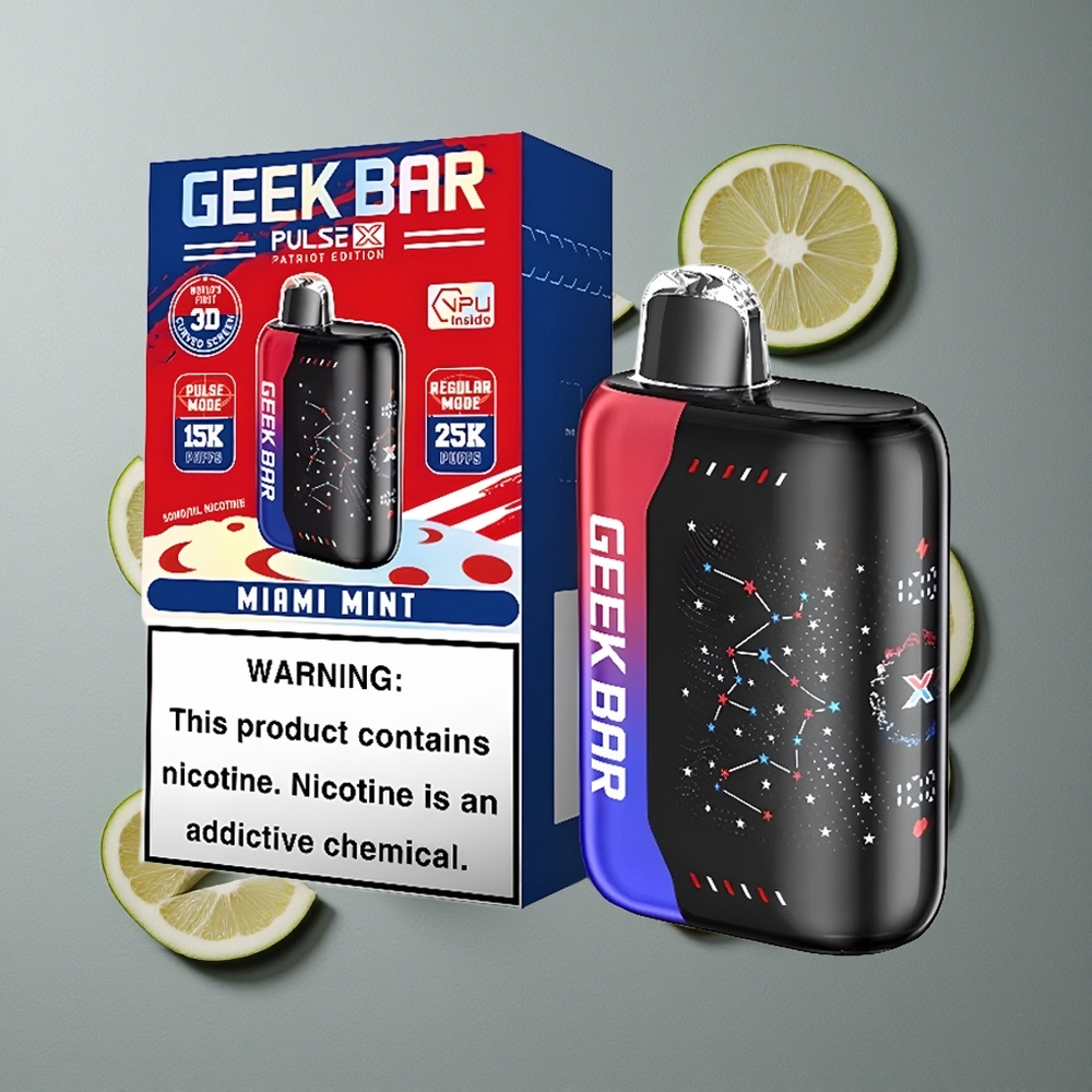 Geek Bar Pulse X 25000 Puffs Ediția Patriot cu 18mL Lichid Pre-umplut și Ecran Indicator 3D Curbat