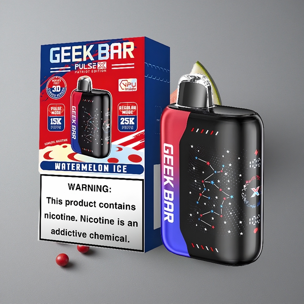 Geek Bar Pulse X 25000 Puffs Ediția Patriot cu 18mL Lichid Pre-umplut și Ecran Indicator 3D Curbat