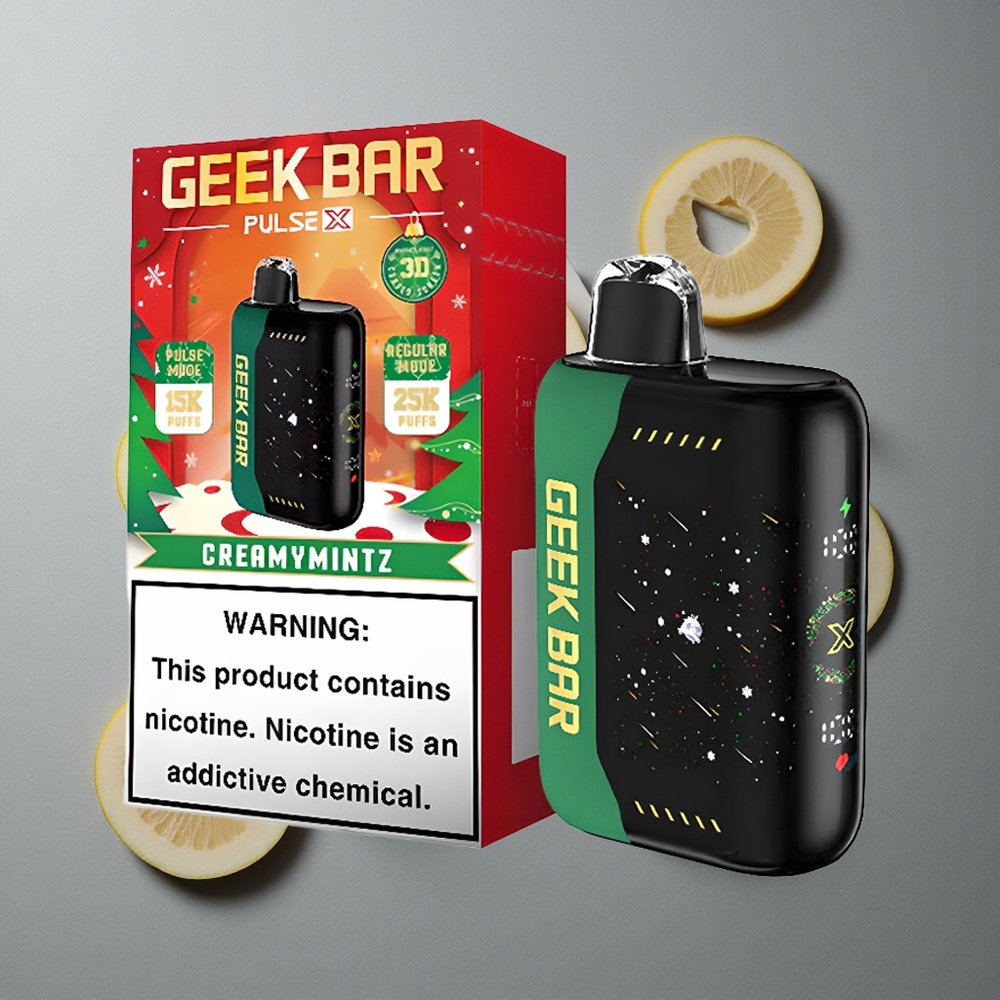 Geek Bar Pulse X 25000 Puffs cu Ecran 3D Curbat și Port USB Type-C Ediția Crăciun