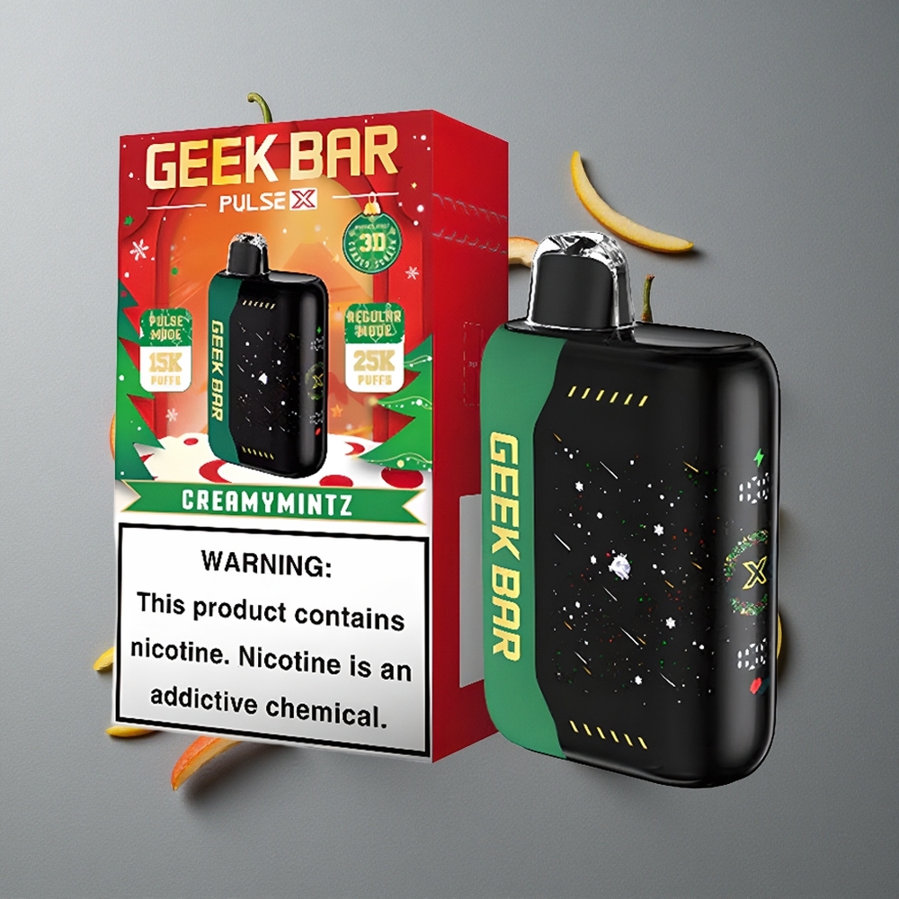 Geek Bar Pulse X 25000 Puffs cu Ecran 3D Curbat și Port USB Type-C Ediția Crăciun