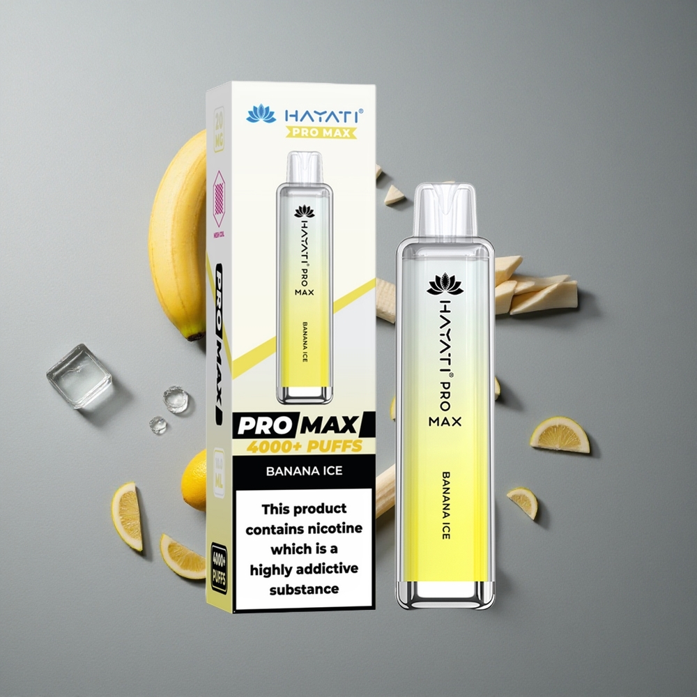 Hayati Pro Max 4000 Puffs Gheață Banane cu Baterie Reîncărcabilă 1400mAh