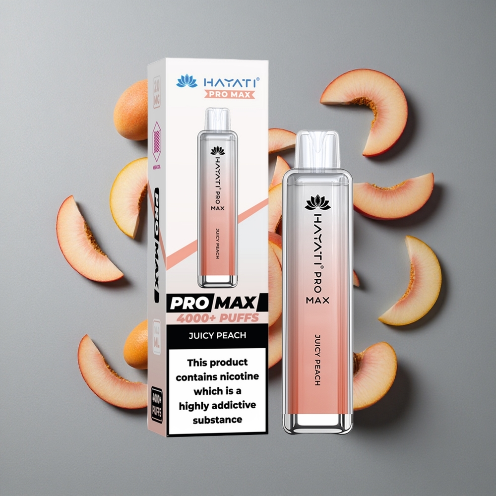 Hayati Pro Max 4000 Puffs Gust piersică suculentă cu Baterie 1400mAh Reîncărcabilă