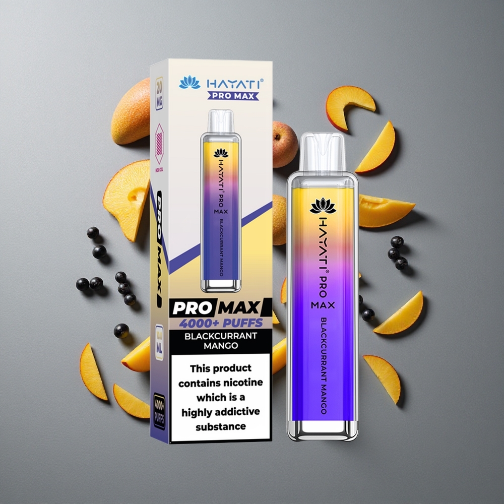 Hayati Pro Max 4000 Puffs Vape Disposable Blackcurrant Mango cu Baterie 1400mAh și Reîncărcabil