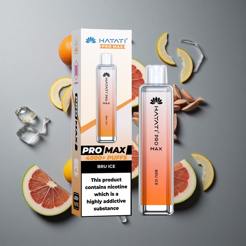 Hayati Pro Max 4000 Puffs Vape Disposable cu 1400mAh Baterie Reîncărcabilă Bru Gheață