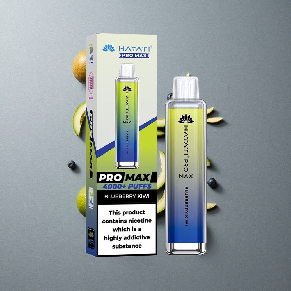 Hayati Pro Max 4000 Puffs Vape Dispozabil Afină Kiwi cu Baterie Reîncărcabilă 1400mAh