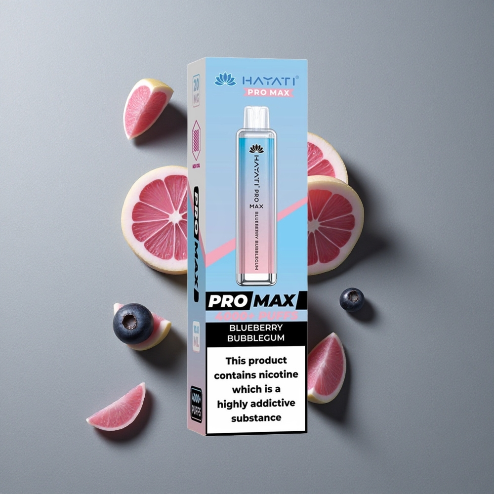 Hayati Pro Max 4000 Puffs Vape Dispozabil Afumat Activ cu Baterie 1400mAh Bubblegum de Afine