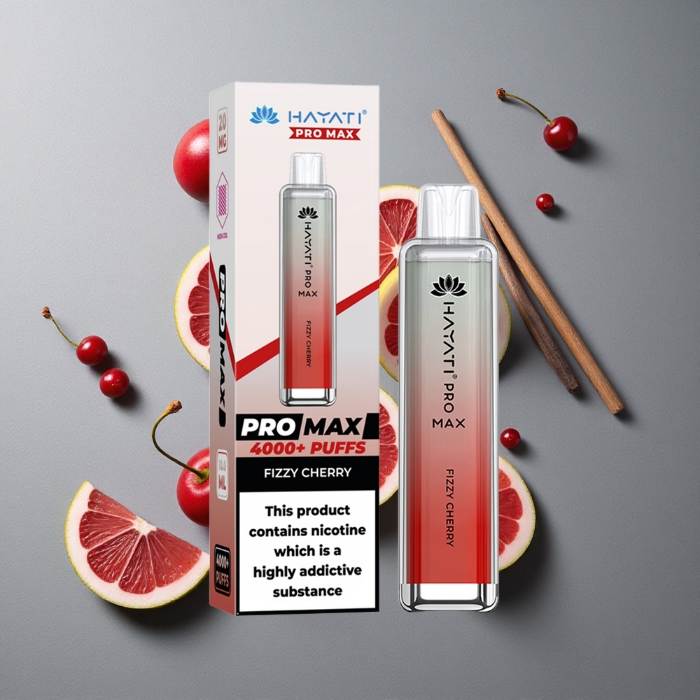Hayati Pro Max 4000 Puffs Vape Dispozabil Cireșă Fizică cu 1400mAh Baterie Recargabilă și 2%, 5% Nicotină