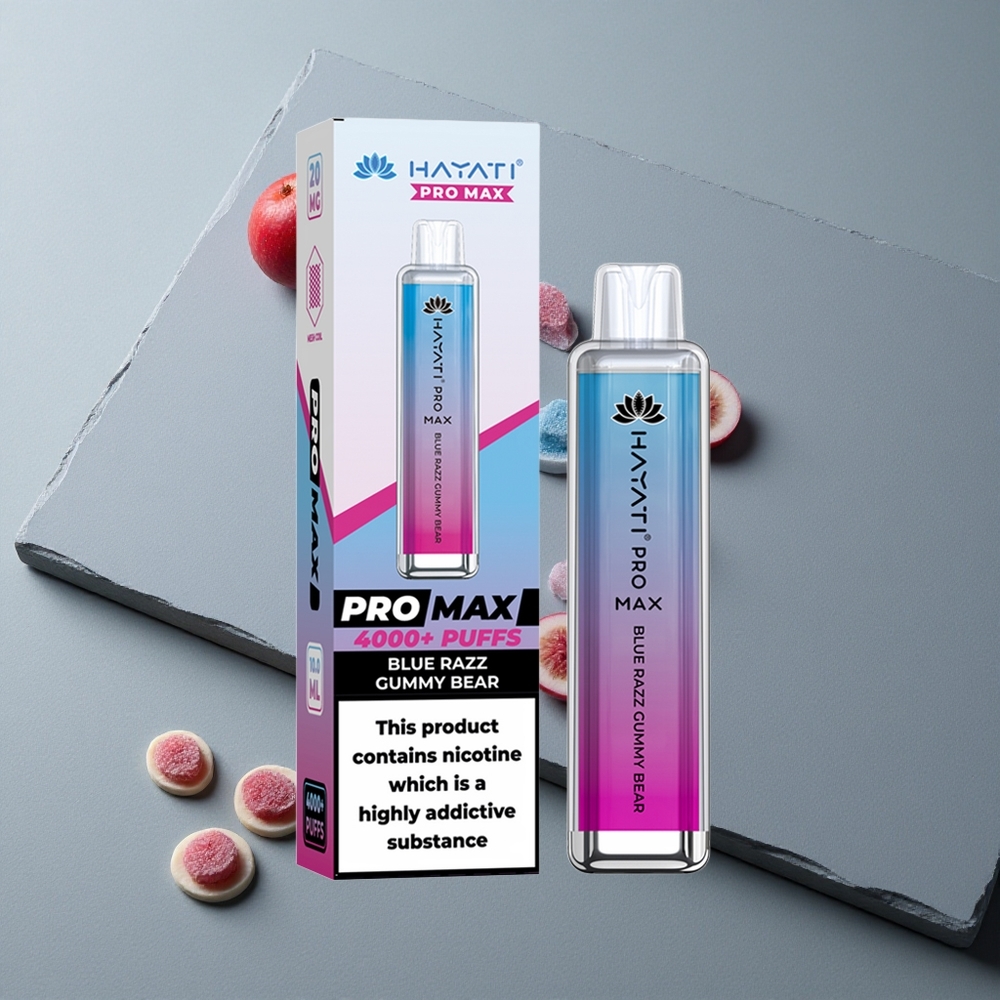 Hayati Pro Max 4000 Puffs Vape Dispozabil Reîncărcabil cu 1400mAh și Aroma Guma de Război Albastră