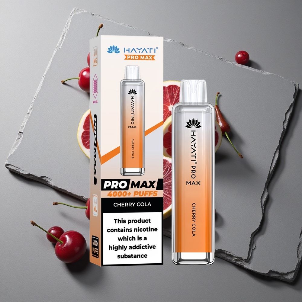 Hayati Pro Max 4000 Puffs Vape de unică folosință Cireșă Cola cu 1400mAh Baterie Reîncărcabilă