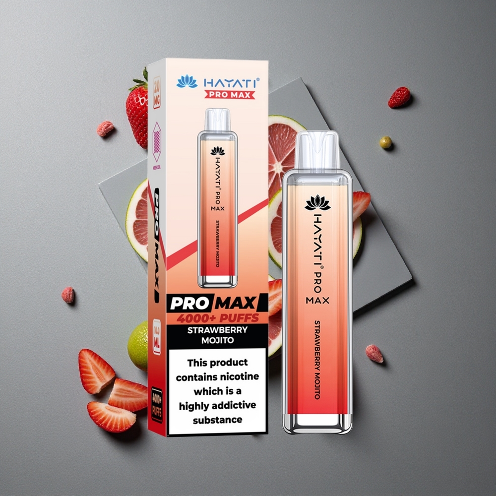 Hayati Pro Max 4000 Puffs Vape de unică folosință Mojito de Căpșuni cu Baterie Reîncărcabilă 1400mAh