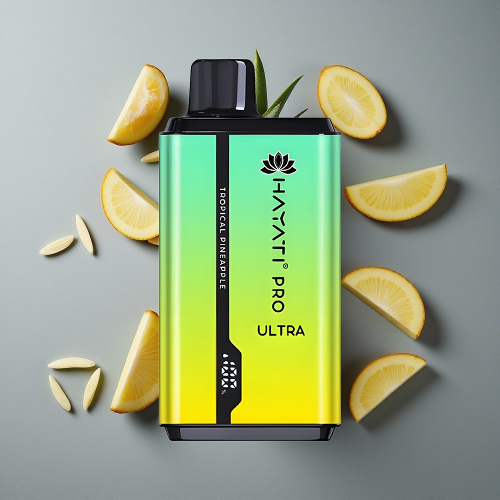 Hayati Pro Ultra 15000 Puffs Ananas Tropical cu 2 12ml Lichid și 2% Nicotină