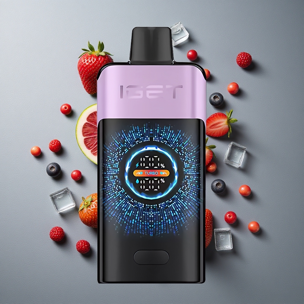 IGET ONE 12000 Puffs Dispozabil Vape Cu Ecran Curbat Color și Mixed Berries Ice (2700 mAh)