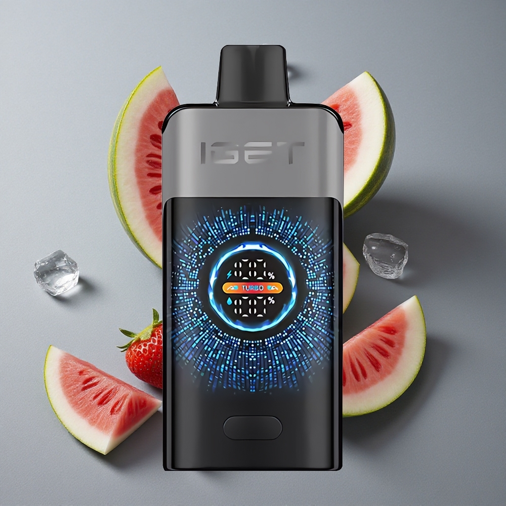 IGET ONE 12000 Puffs Tușe Dispozabil Vape Căpșuni Pepene Gheață cu Ecran Color și 2700 mAh
