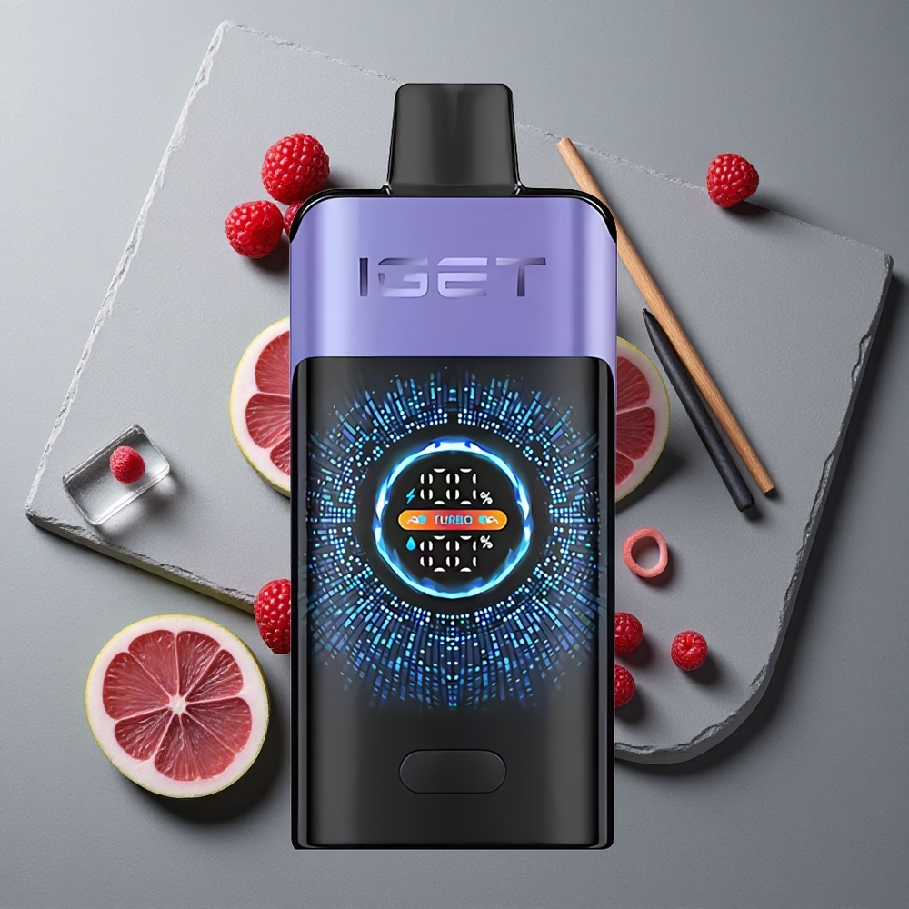 IGET ONE 12000 Puffs Vape Dispozabil Afine Zmeură Gheață cu Ecran Color Curbat Mare și 2700 mAh