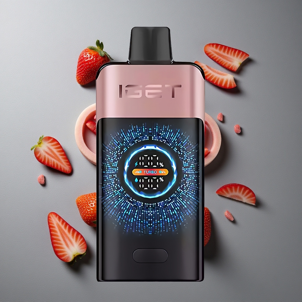 IGET ONE 12000 Puffs Țigareta Electronică Disposable cu Ecran Color Curbat și Aroma Căpșuni Chupa Chups