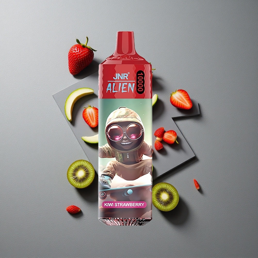 JNR Alien 10000 Puffs Kiwi Căpșună cu LED (RGB) și Încărcare Rapidă Type-C