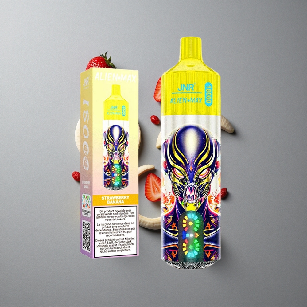 JNR Alien Max 18000 Puffs Afine Banane cu LED Smart și Dual Mesh Coil