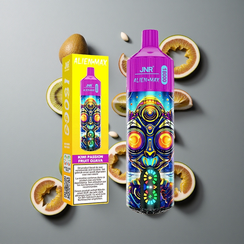 JNR Alien Max 18000 Puffs Afine Kiwi Fruitul Pasării Guava cu LED Smart și Dual Mesh Coil