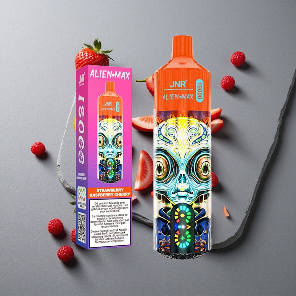 JNR Alien Max 18000 Puffs Afine Zmeură Cireașă cu Dual Mesh Coil și 28ml E-lichid