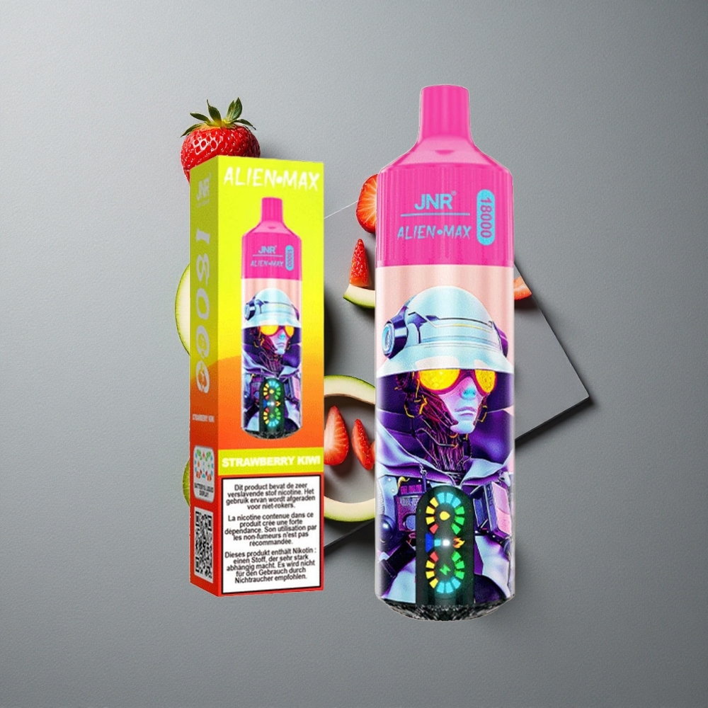 JNR Alien Max 18000 Puffs Căpșuni Kiwi cu LED Smart și Dual Mesh Coil