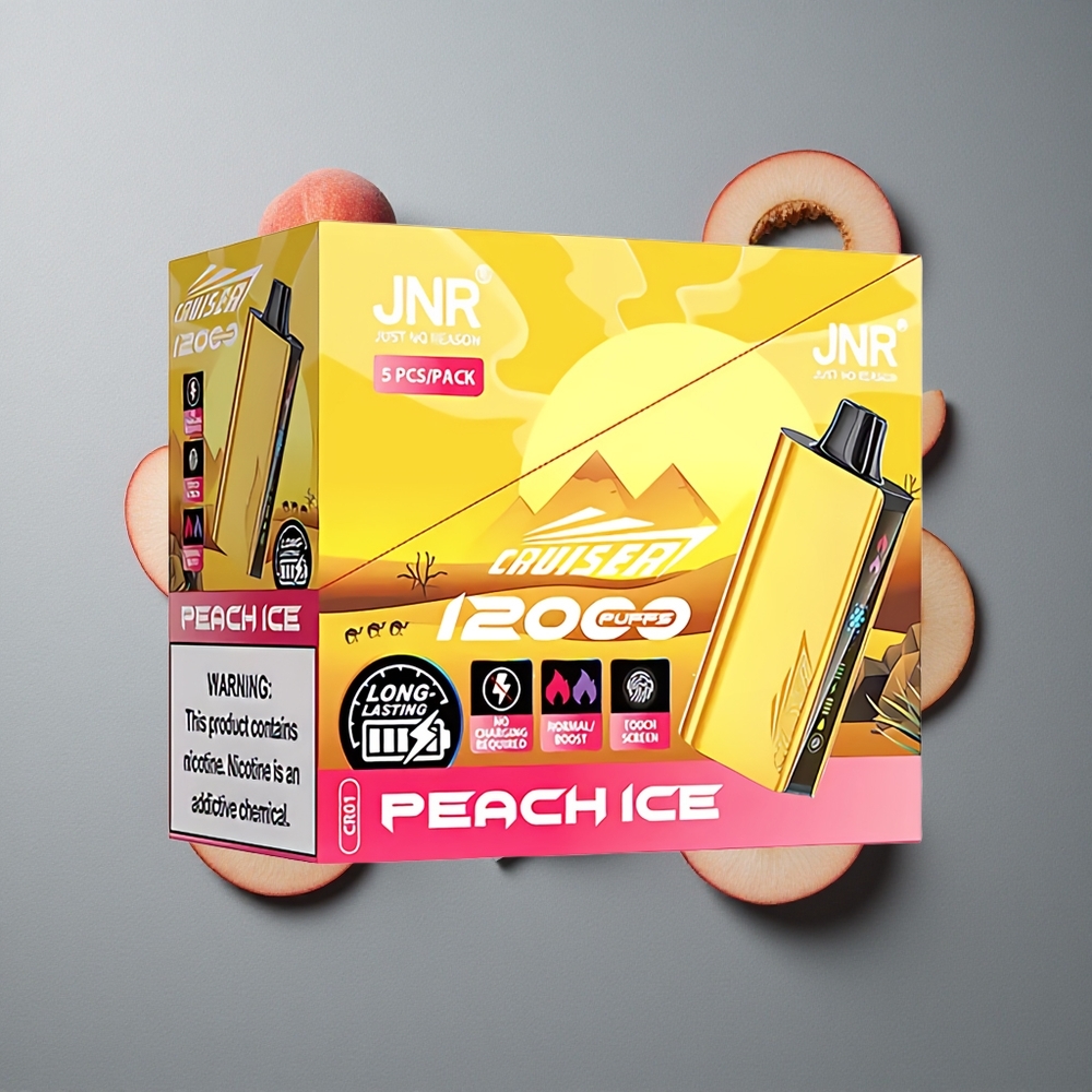 JNR Cruiser 12000 Puffs Vape Dispozabil Fără Încărcare cu Corp Din Aluminiu și Aroma Gheață de Piersică