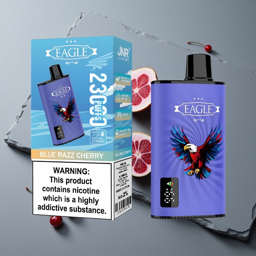 JNR EAGLE Smart 23000 Puffs Afișaj Digital și Coil Mesh 1.0ohm Blue Razz Cireșă