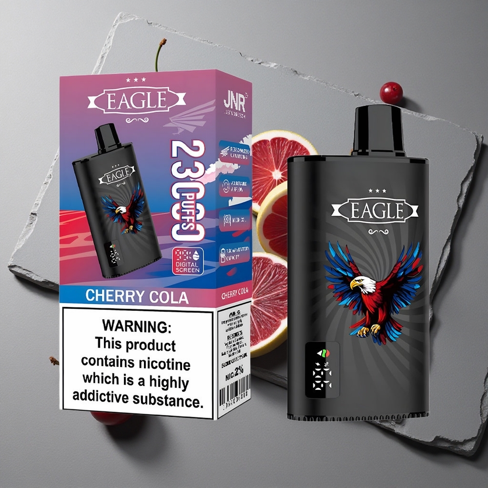 JNR EAGLE Smart 23000 Puffs Vape Disposable cu Ecran Digital și Coil Mesh 1.0ohm Cireșă Cola