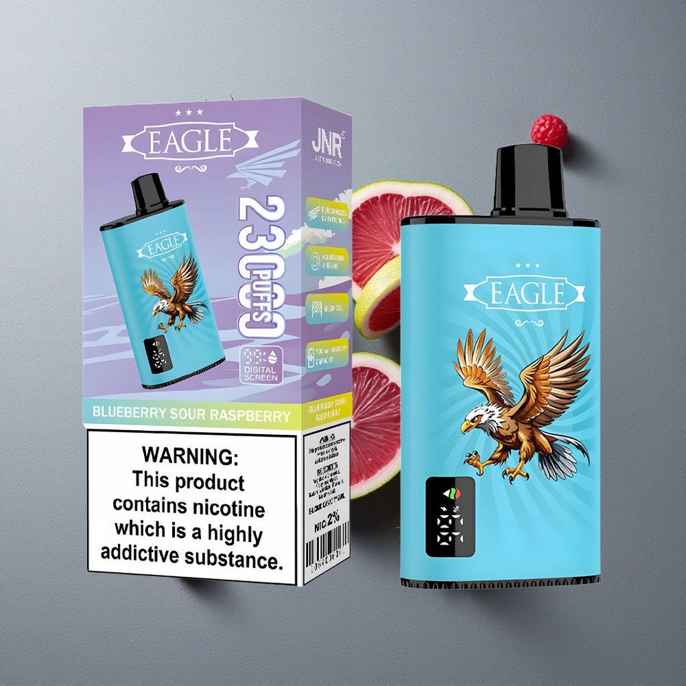 JNR EAGLE Smart 23000 Puffs Vape de unică folosință Afine Zmeură Acru cu Ecran Digital și 1.0ohm Mesh Coil