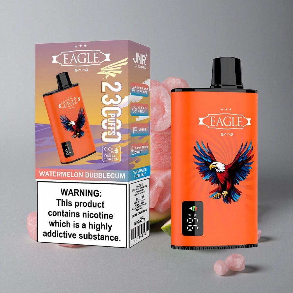 JNR EAGLE Smart 23000 Puffs Vape de unică folosință Bubblegum de Pepene Verde cu Ecran Digital și Ânfasură Mesh 1.0ohm
