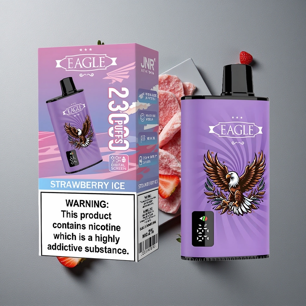 JNR EAGLE Smart 23000 Puffs Vape de unică folosință Capsuni Înghețate cu Ecran Digital și Baterie 750mAh