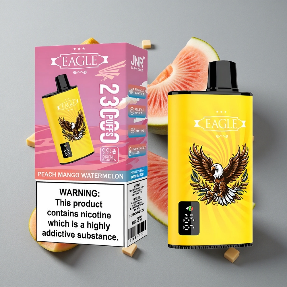 JNR EAGLE Smart 23000 Puffs Vape de unică folosință piersică mango pepene galben cu ecran digital și încărcare Type-C