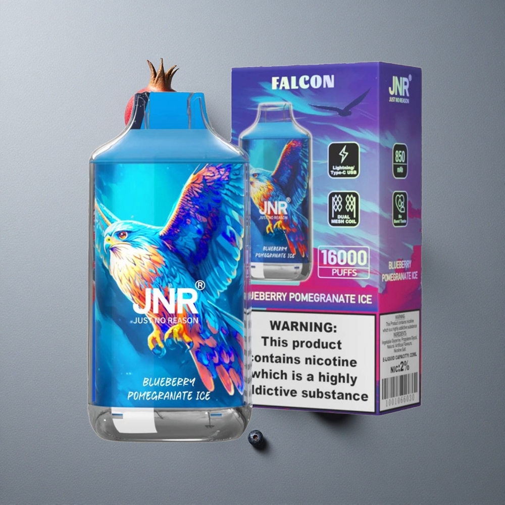 JNR Falcon 16000 Puffs Afină Rodie Ice cu 22ml Lichid și Dual Mesh Coil