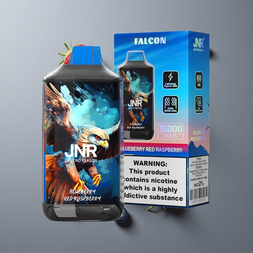 JNR Falcon 16000 Puffs Afine Coacăză Roșu Dual Mesh Coil