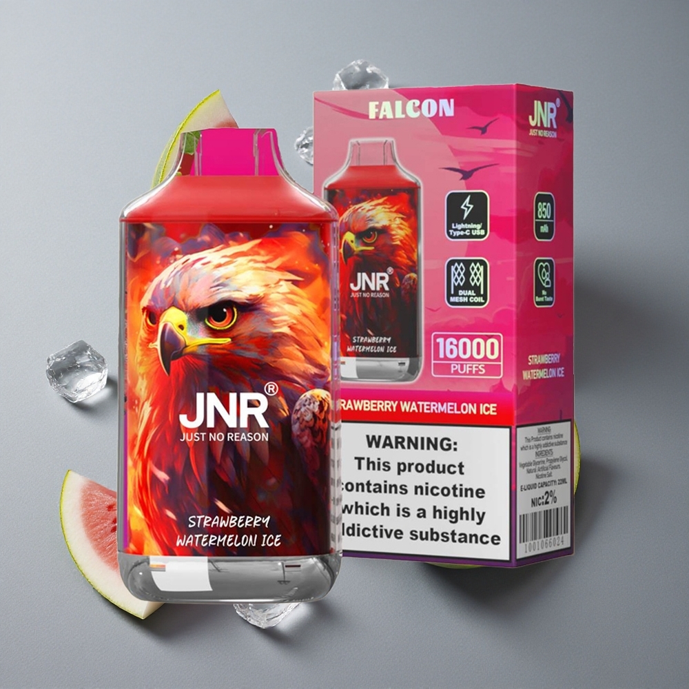 JNR Falcon 16000 Puffs Capsuni Pepene Gheață cu Baterie 850 mAh