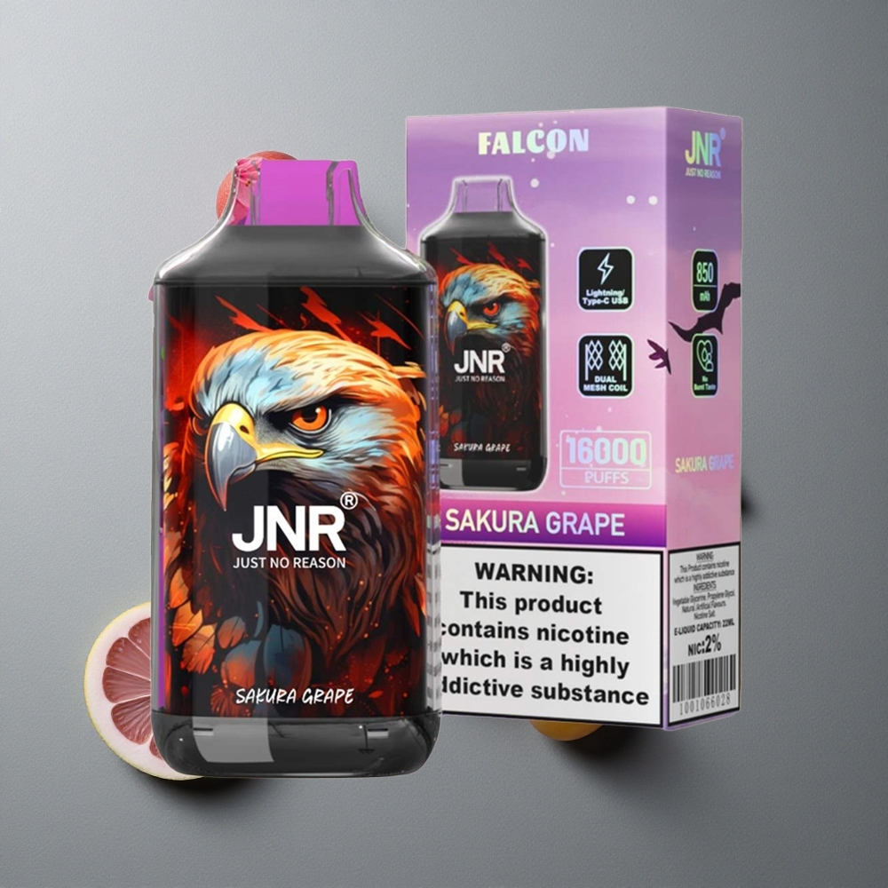 JNR Falcon 16000 Puffs Dispozabil Vape Sakura Struguri cu 22ml E-lichid și Dual Mesh Coil