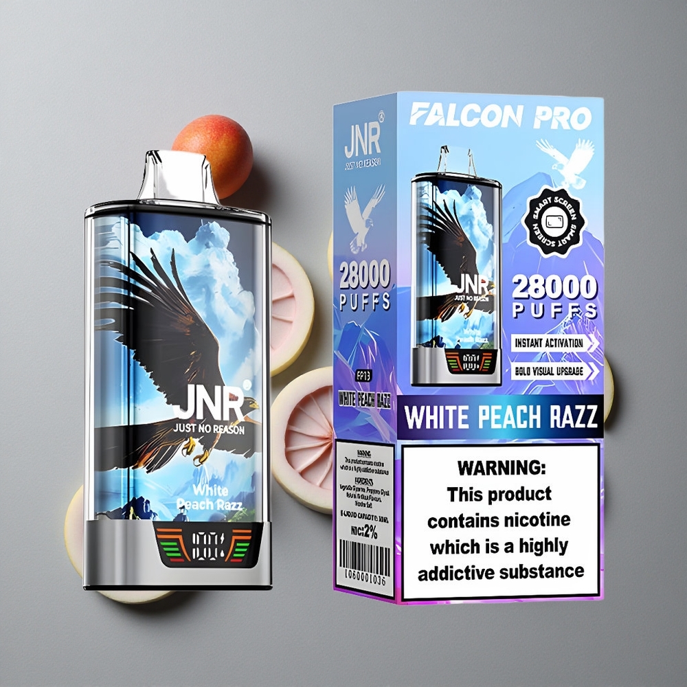 JNR Falcon Pro 28000 White Peach Razz cu 30ml Capacitate Pre-umplută și 5% Nicotină