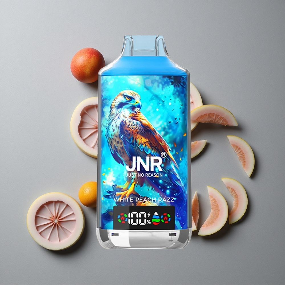 JNR Falcon X 18000 Puffs White Peach Razz 24ml Dual Mesh Coil