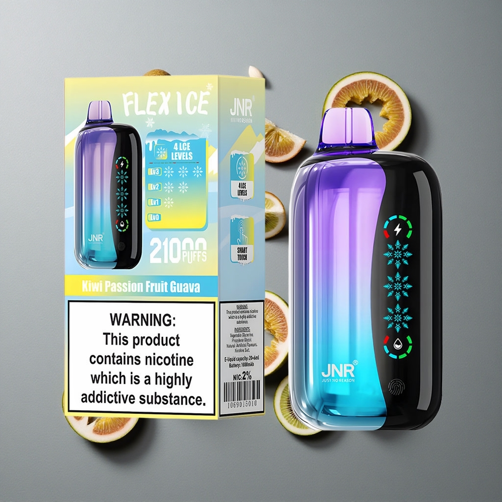 JNR Flex Ice 21000 Puffs Vape de unică folosință Kiwi Fructul Pasiei Guava cu 26ml E-lichid și Airflow Personalizabil