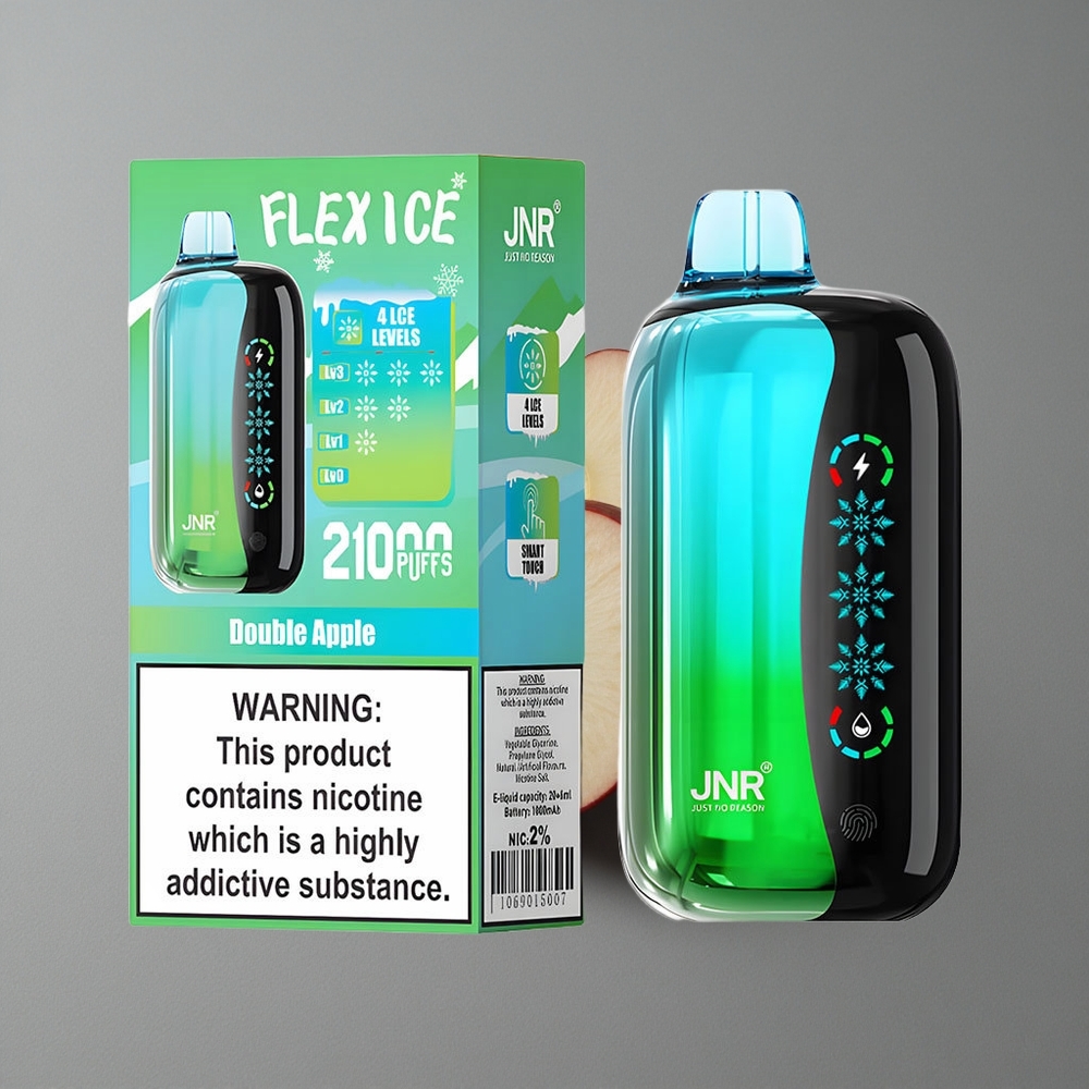 JNR Flex Ice 21000 Puffs Vape de unică folosință Măr Dublu cu Ecran Tactil și 26ml E-lichid