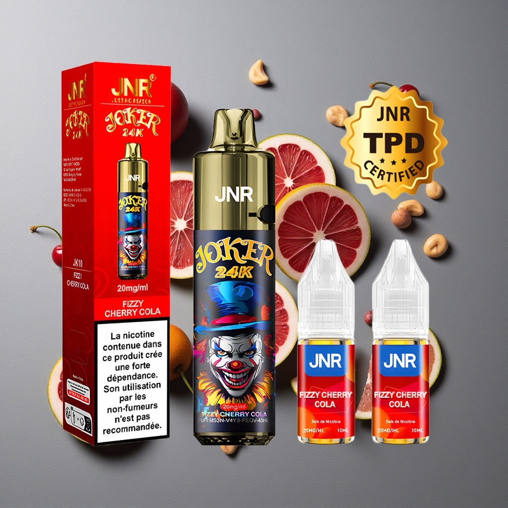 JNR Joker 24K Puffs Fizzy Cherry Cola cu 24000 de Puffs și 2% Nicotină
