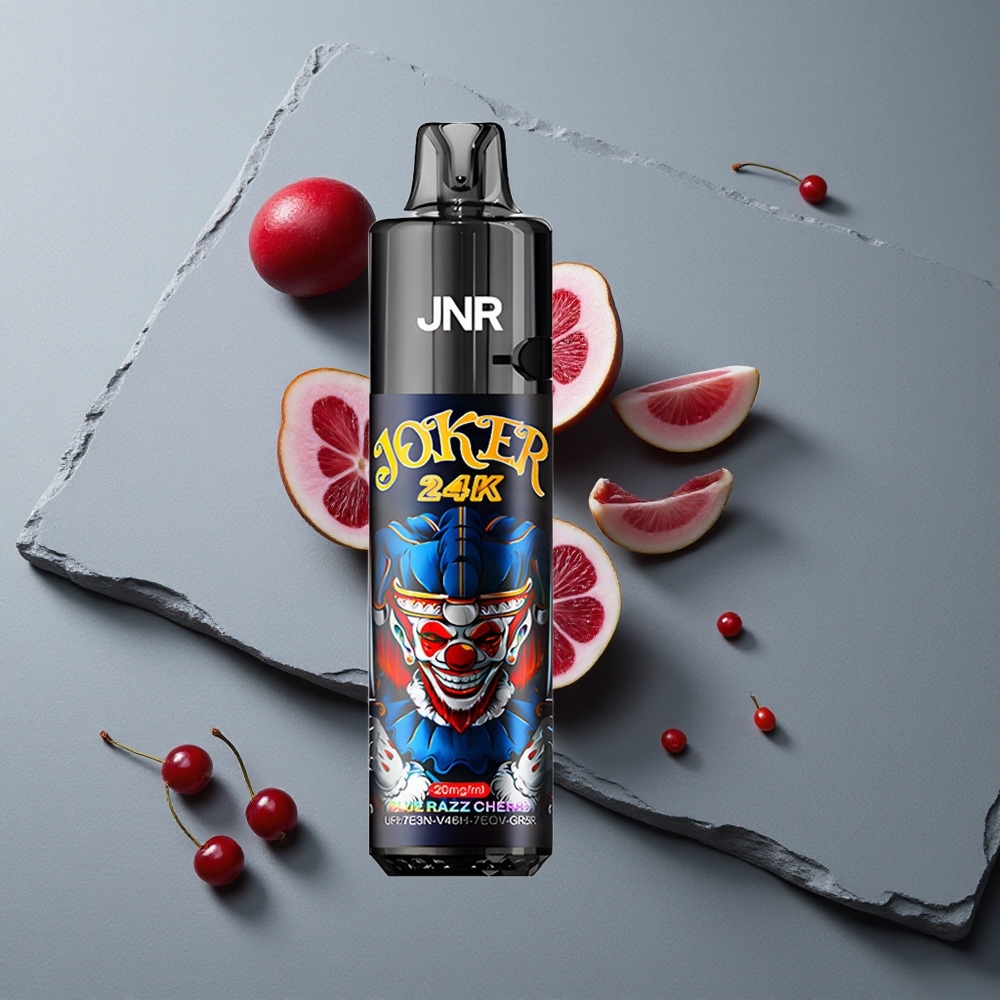 JNR Joker 24K Puffs Reîncărcabil cu 800mAh și Design Lateral - Zmeură-Albastră Cireș