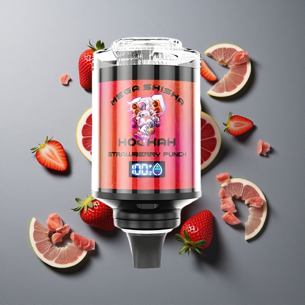 JNR Mega Shisha Hookah 100K Dulce de Căpșuni cu Ecran Interactiv și 60ml Capacitate Lichid