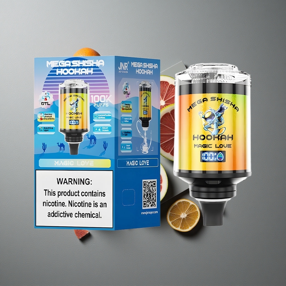 JNR Mega Shisha Hookah 100K Iubire Magică cu Ecran Interactiv și 60ml Capacitate Lichid
