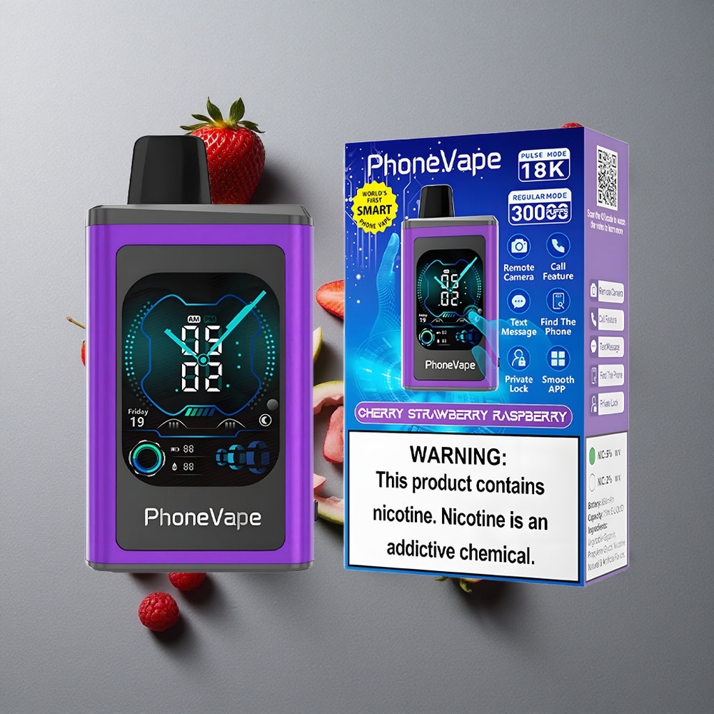JNR PhoneVape 30000 Puffs Cireșă Căpșuni Zmeură cu Baterie Reîncărcabilă 850mAh
