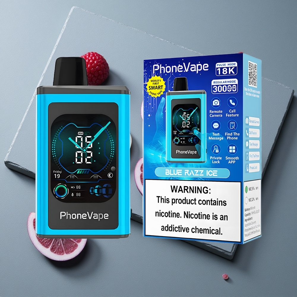 JNR PhoneVape 30000 Puffs Dispozabil Vape Controlat prin Aplicatie și Afișaj Integral Blue Razz Ice
